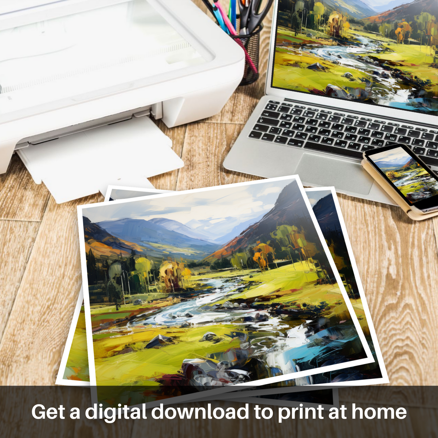 Downloadable and printable picture of Glen Lyon, Perthshire