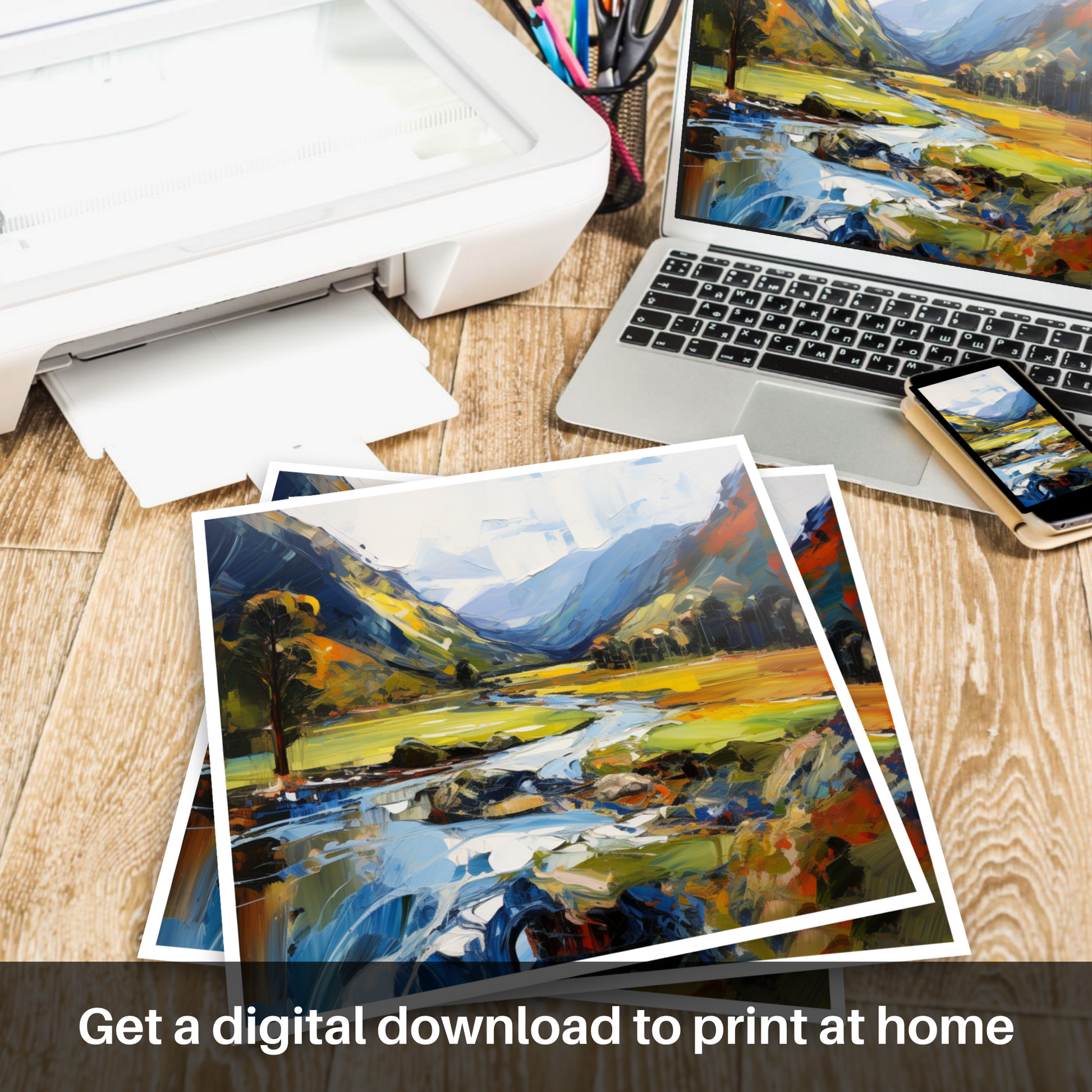 Downloadable and printable picture of Glen Lyon, Perthshire