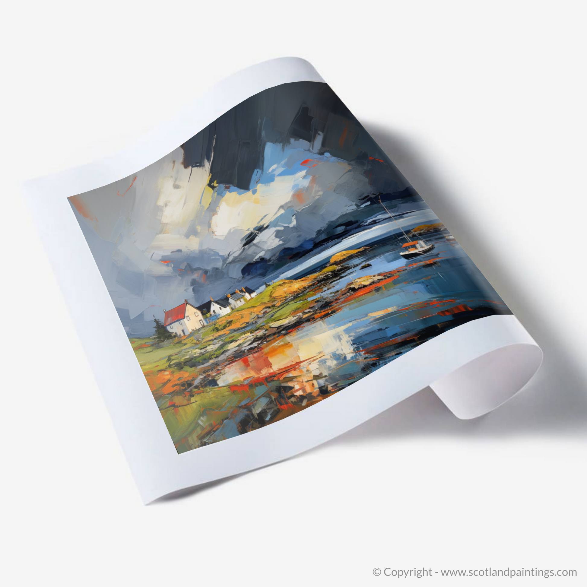 Art Print of Gairloch Harbour with a stormy sky