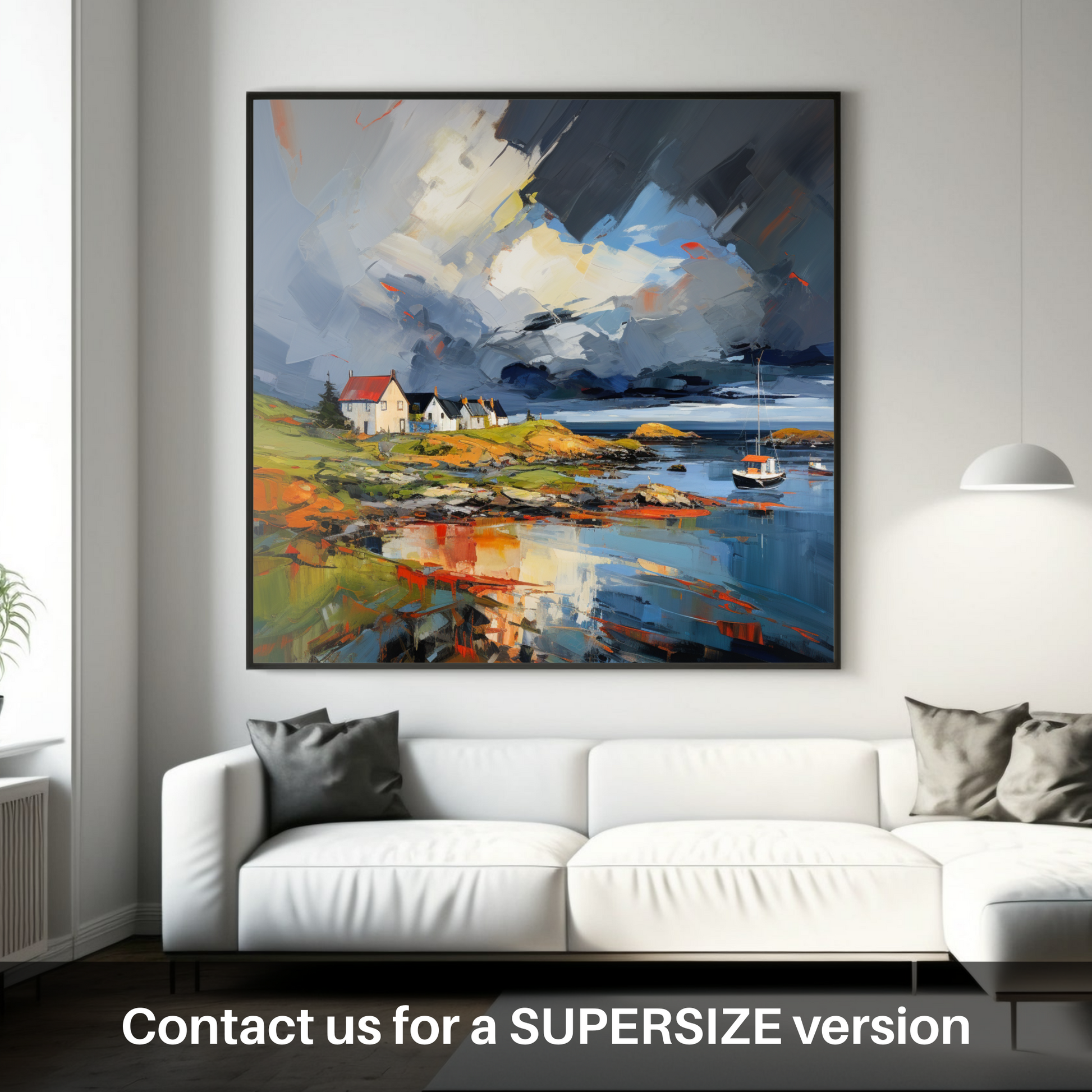 Huge supersize print of Gairloch Harbour with a stormy sky