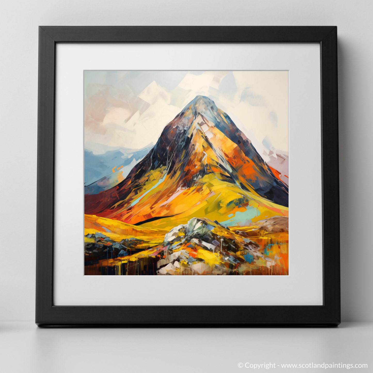 Art Print of Stob Coire Raineach (Buachaille Etive Beag) with a black frame