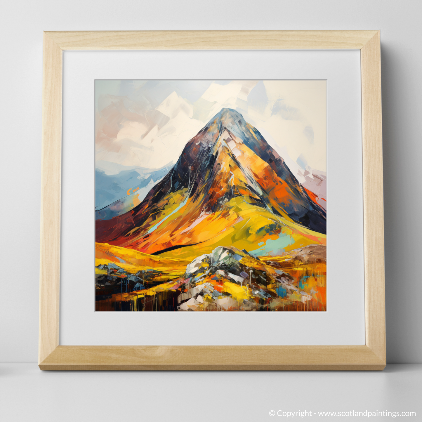 Art Print of Stob Coire Raineach (Buachaille Etive Beag) with a natural frame