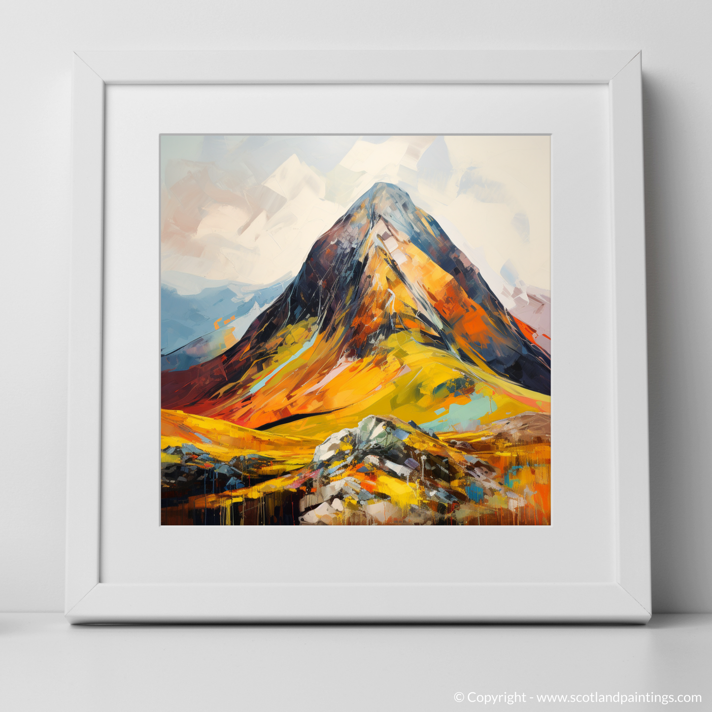 Art Print of Stob Coire Raineach (Buachaille Etive Beag) with a white frame