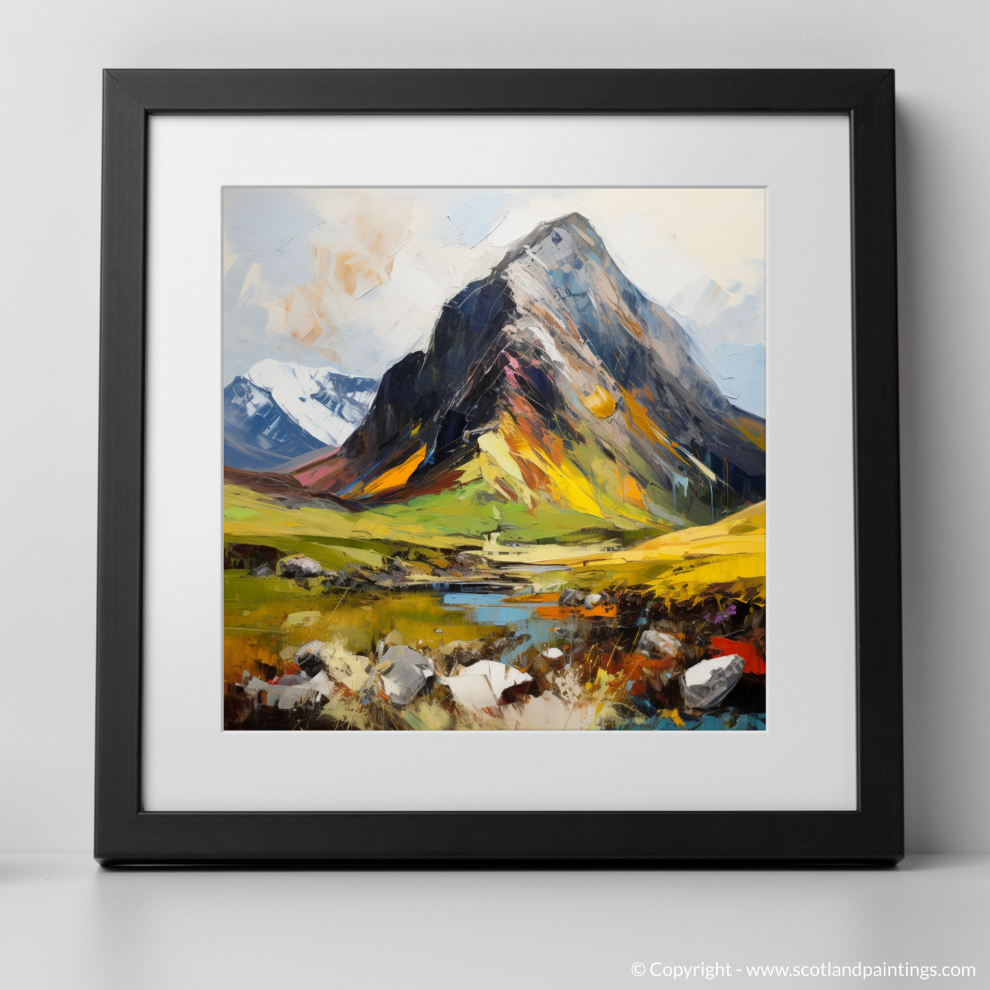 Art Print of Stob Coire Raineach (Buachaille Etive Beag) with a black frame