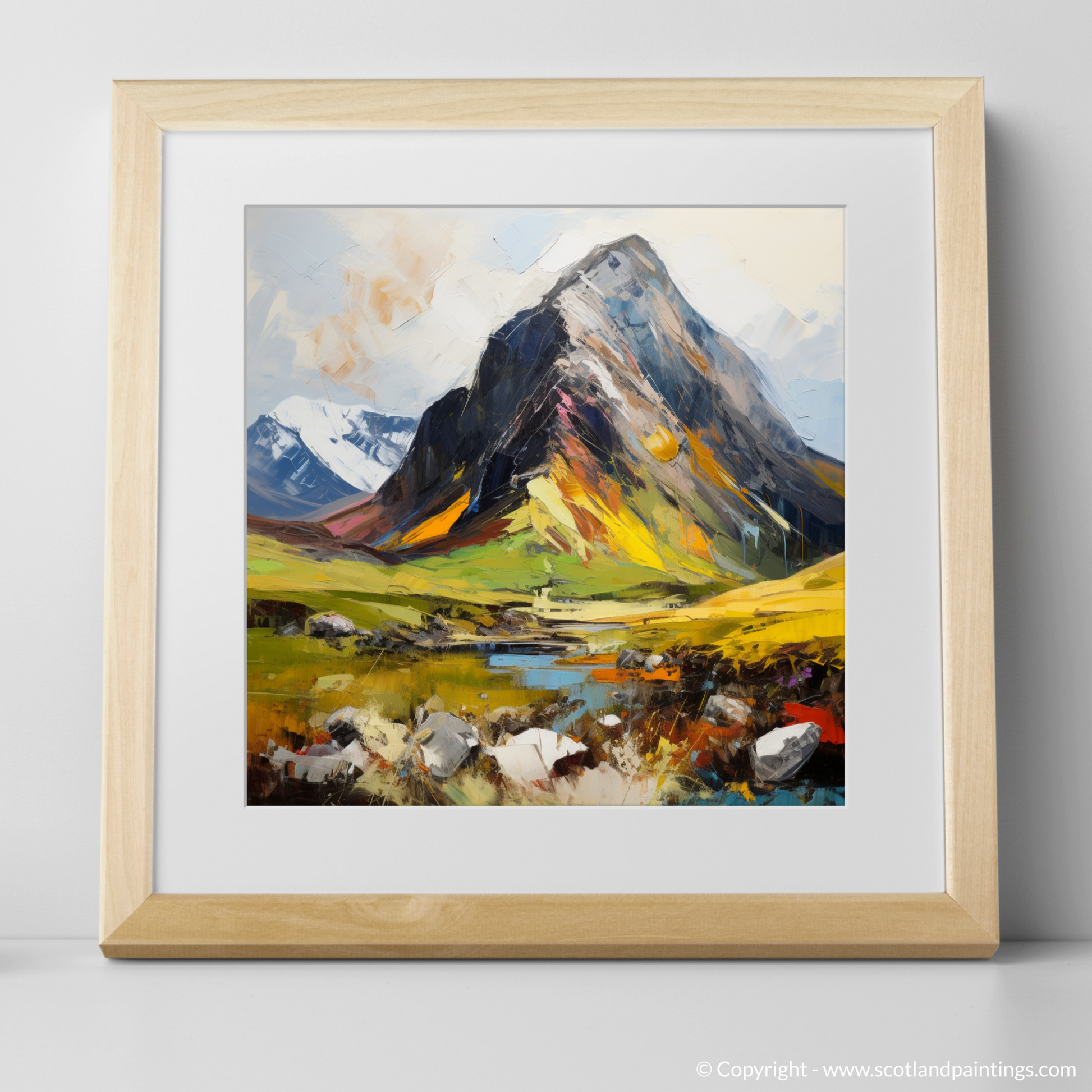 Art Print of Stob Coire Raineach (Buachaille Etive Beag) with a natural frame