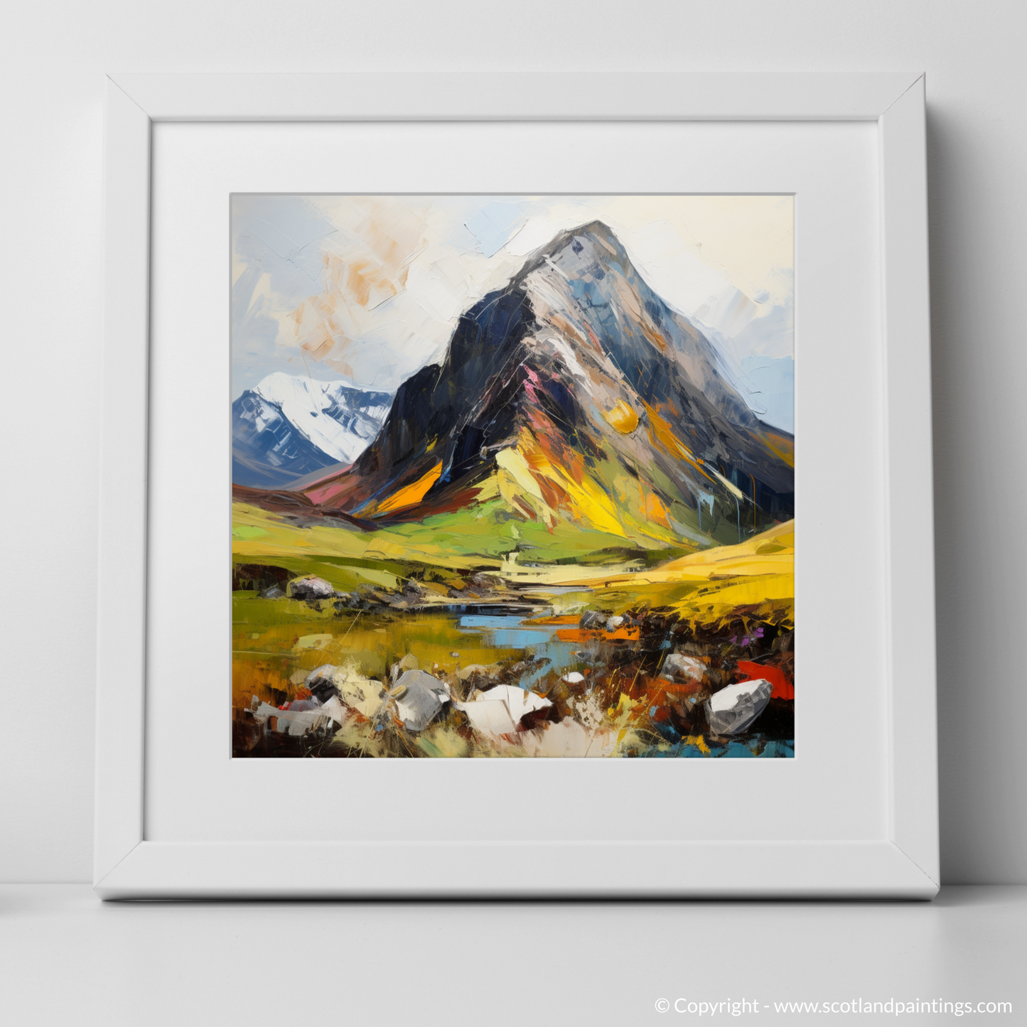 Art Print of Stob Coire Raineach (Buachaille Etive Beag) with a white frame