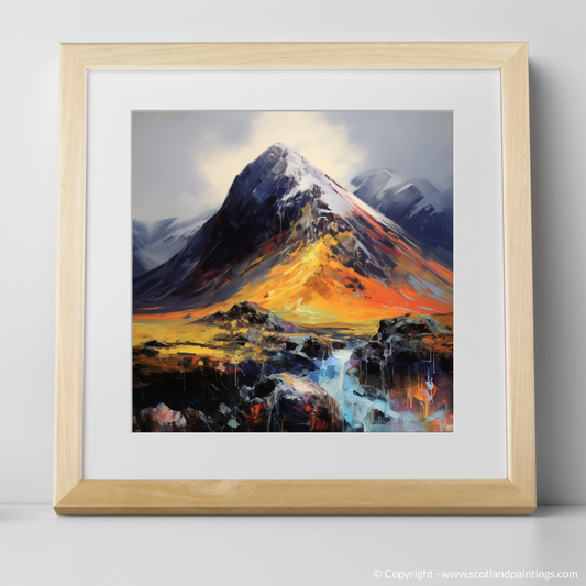 Art Print of Stob Coire Raineach (Buachaille Etive Beag) with a natural frame