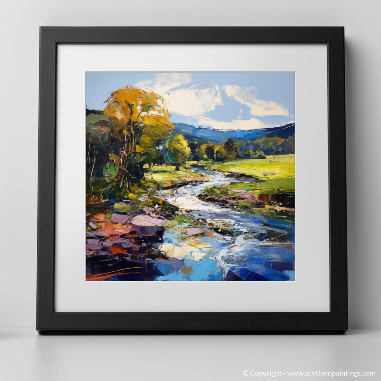 Art Print of River Deveron, Aberdeenshire with a black frame