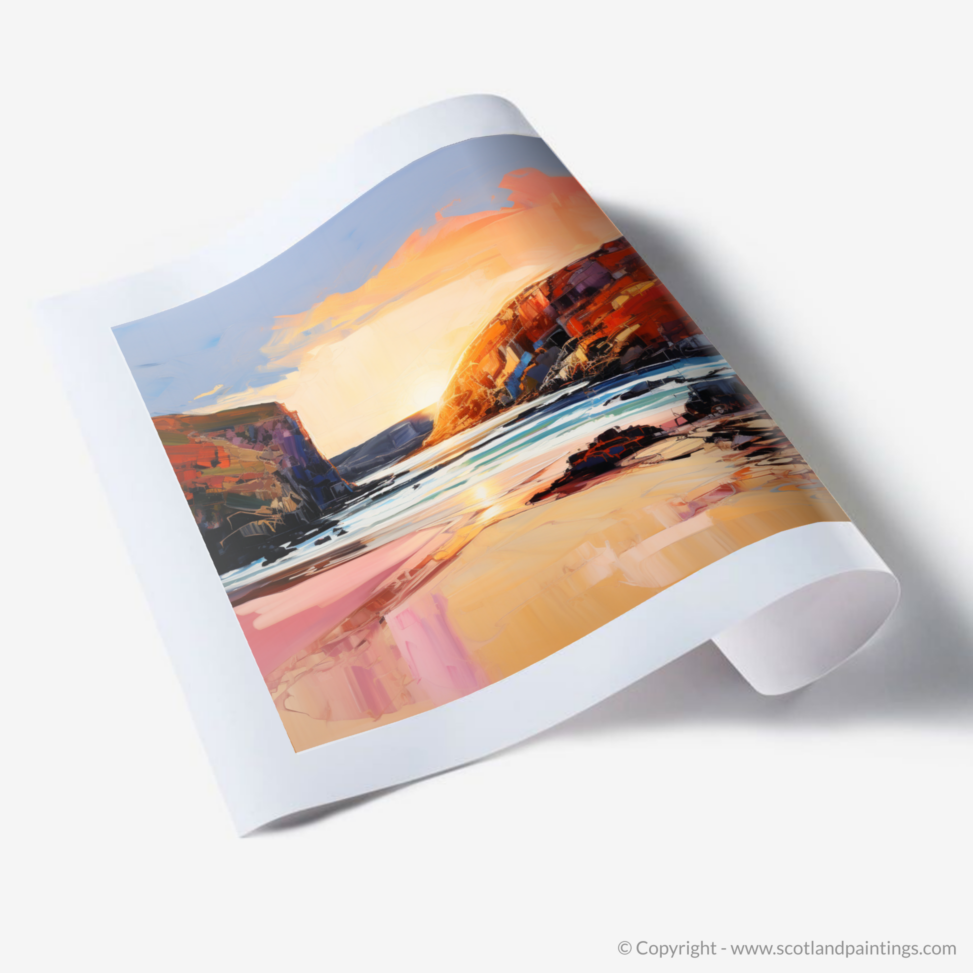 Art Print of Sandwood Bay at golden hour