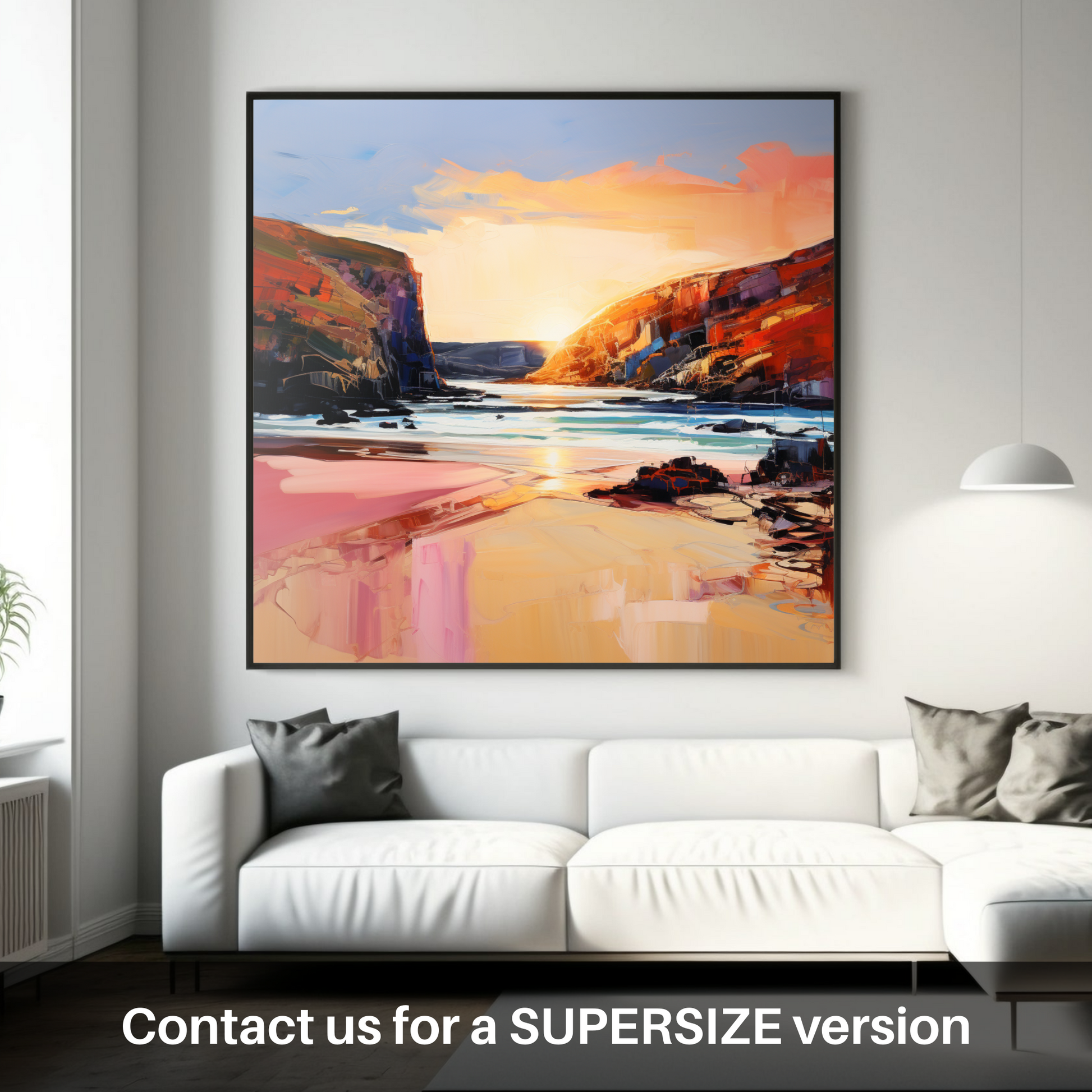 Huge supersize print of Sandwood Bay at golden hour