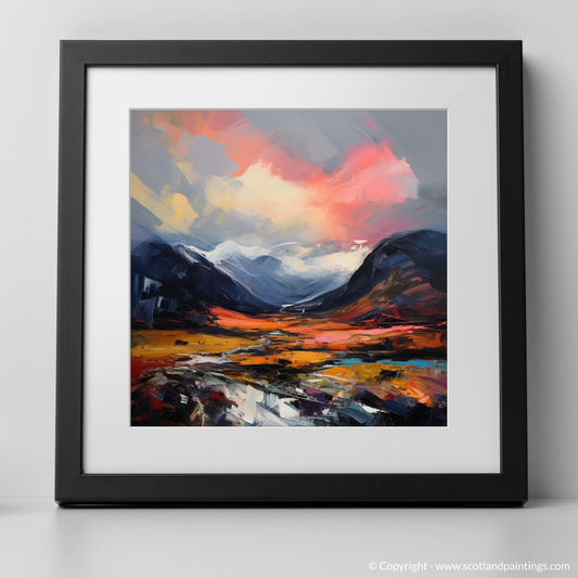 Art Print of Dramatic sky in Glencoe with a black frame