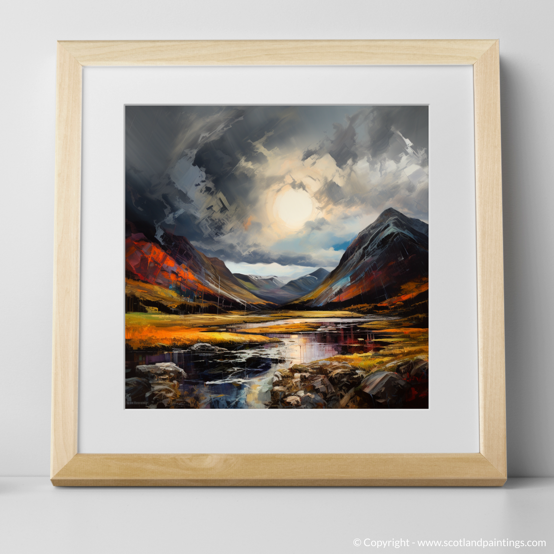 Art Print of Dramatic sky in Glencoe with a natural frame