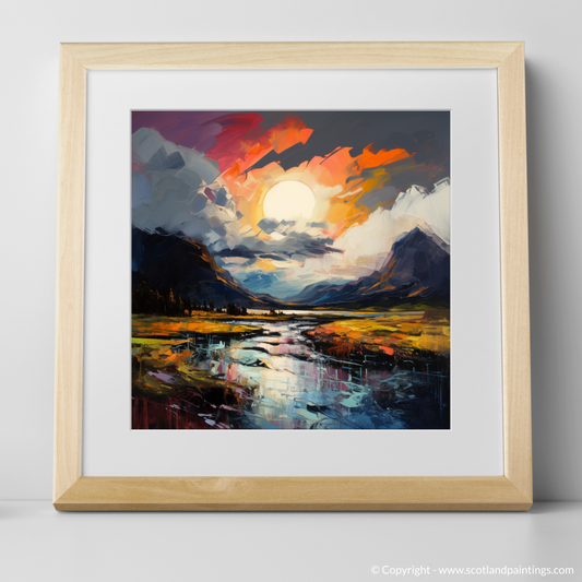 Art Print of Dramatic sky in Glencoe with a natural frame