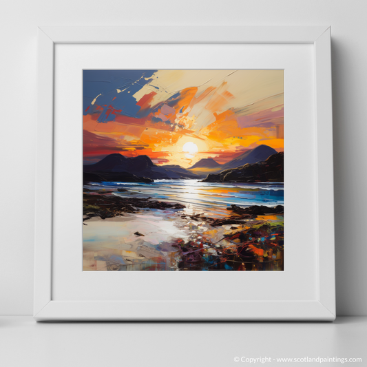 Art Print of Traigh Mhor at sunset with a white frame