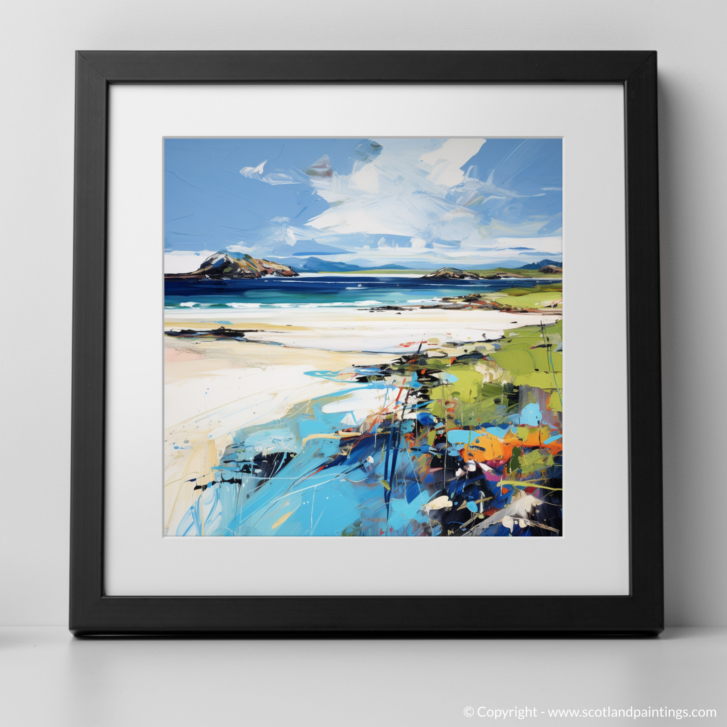 Art Print of Camusdarach Beach with a black frame