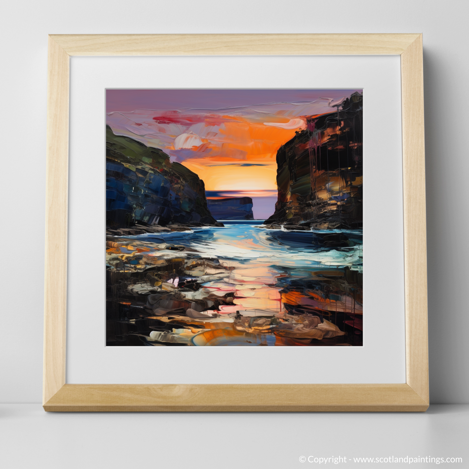 Art Print of Calgary Bay at dusk with a natural frame