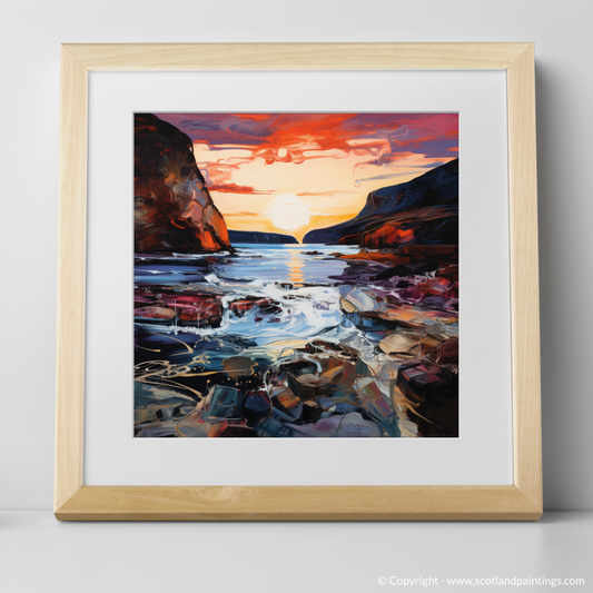 Art Print of Calgary Bay at dusk with a natural frame