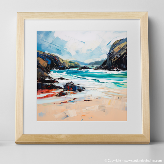 Art Print of Durness Beach, Sutherland with a natural frame