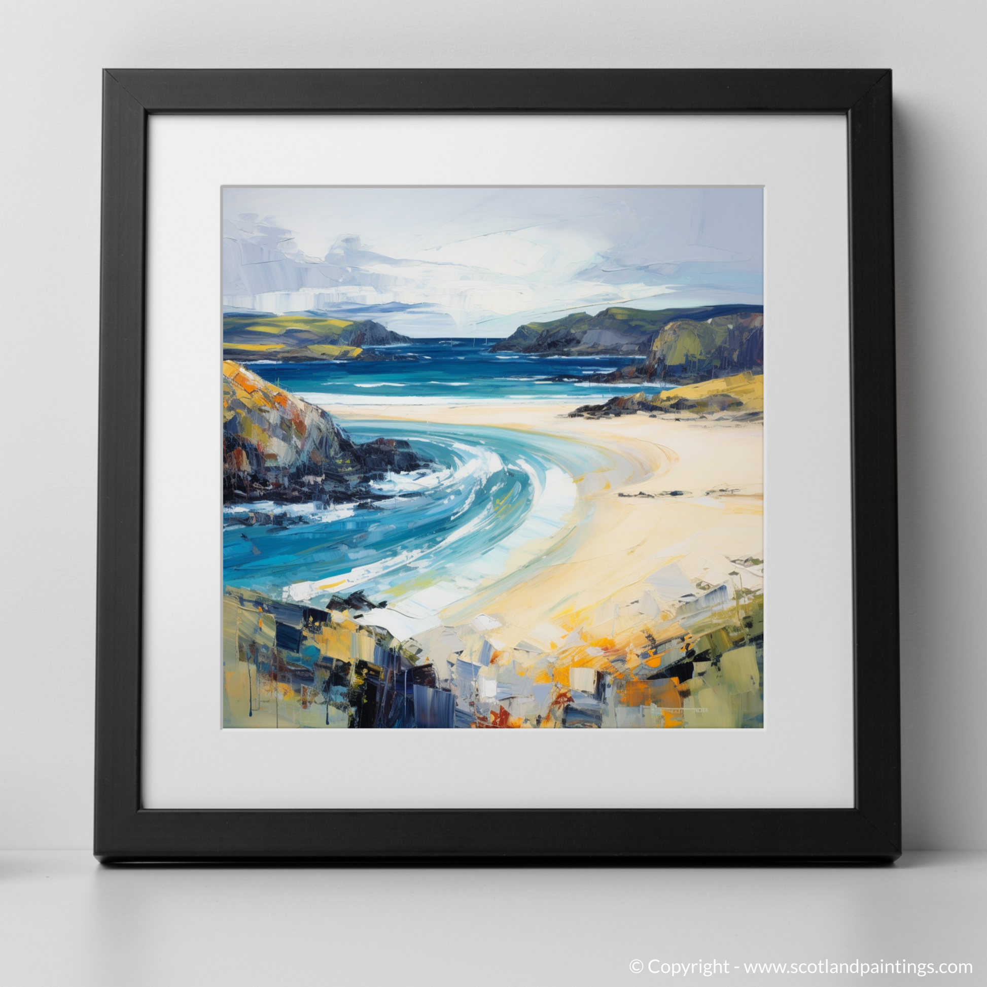 Art Print of Durness Beach, Sutherland with a black frame