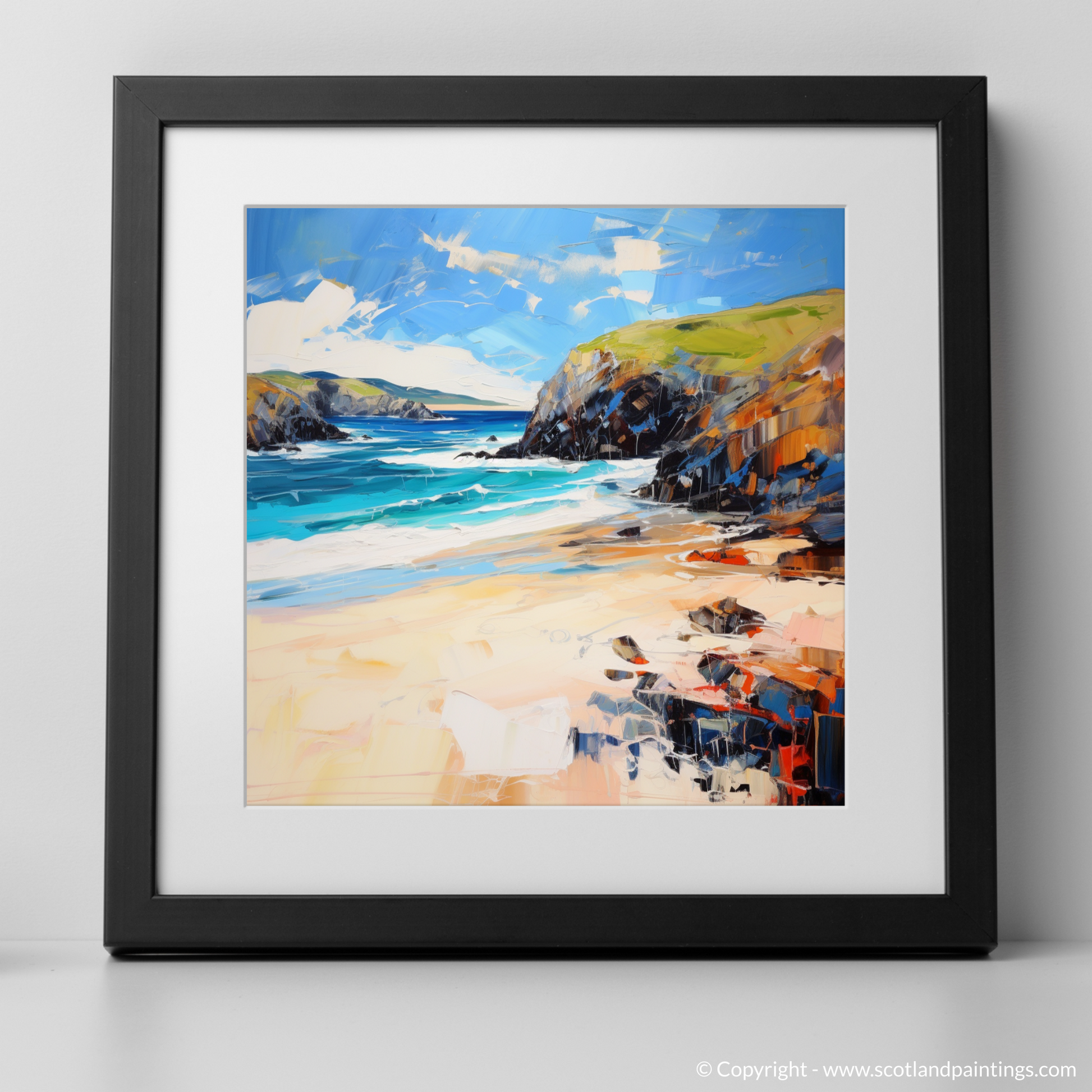 Art Print of Durness Beach, Sutherland with a black frame