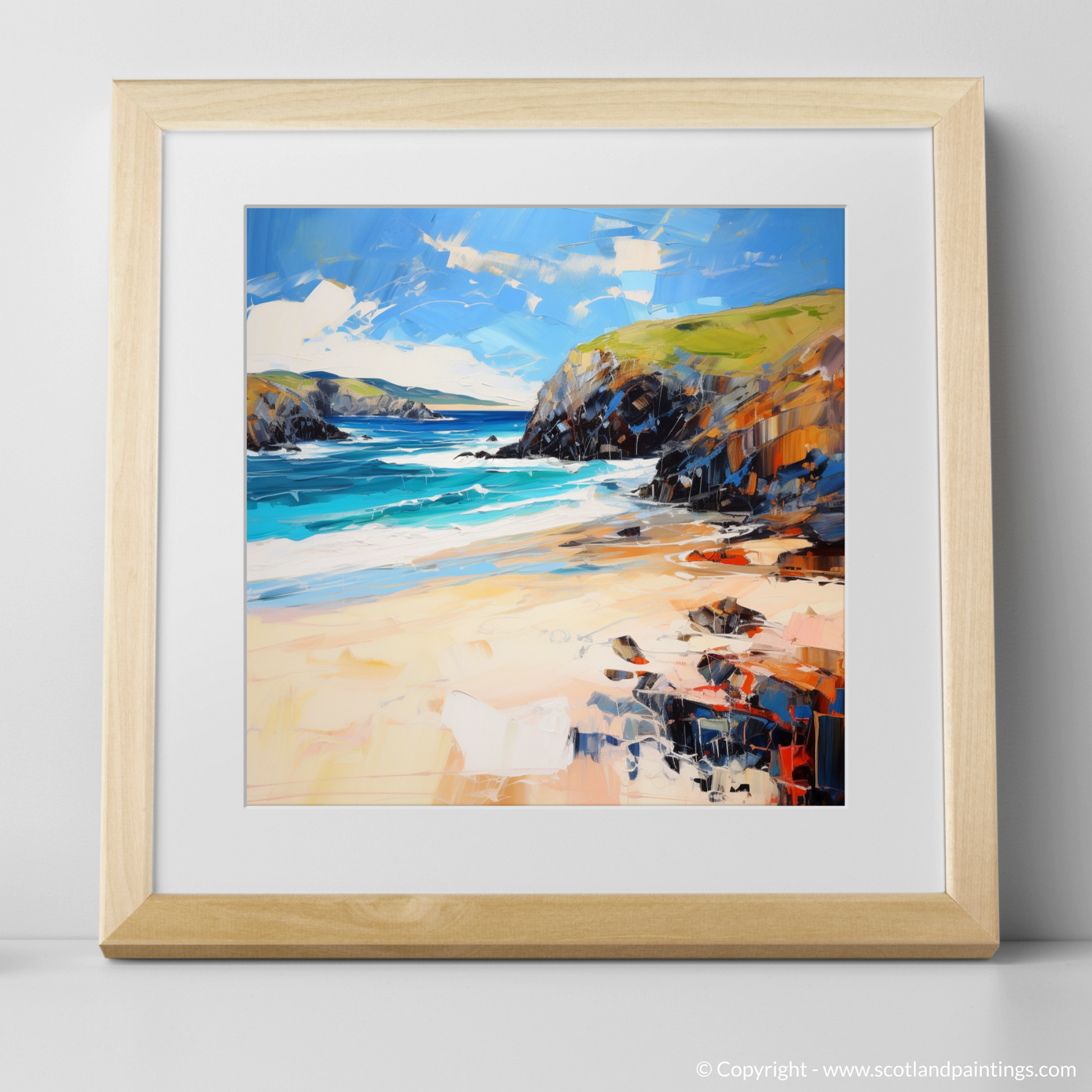 Art Print of Durness Beach, Sutherland with a natural frame