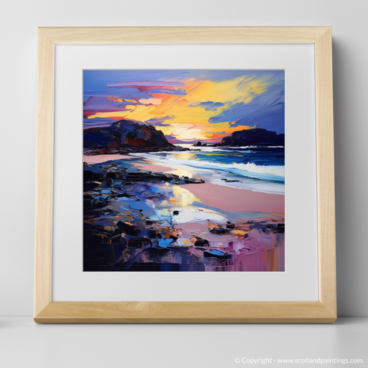 Art Print of Seilebost Beach at dusk with a natural frame