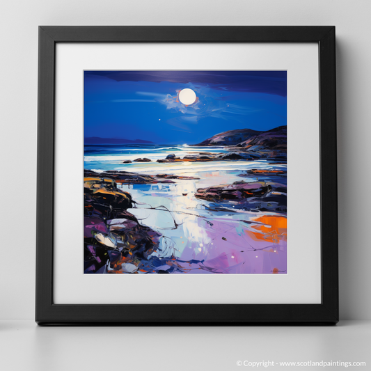 Art Print of Seilebost Beach at dusk with a black frame