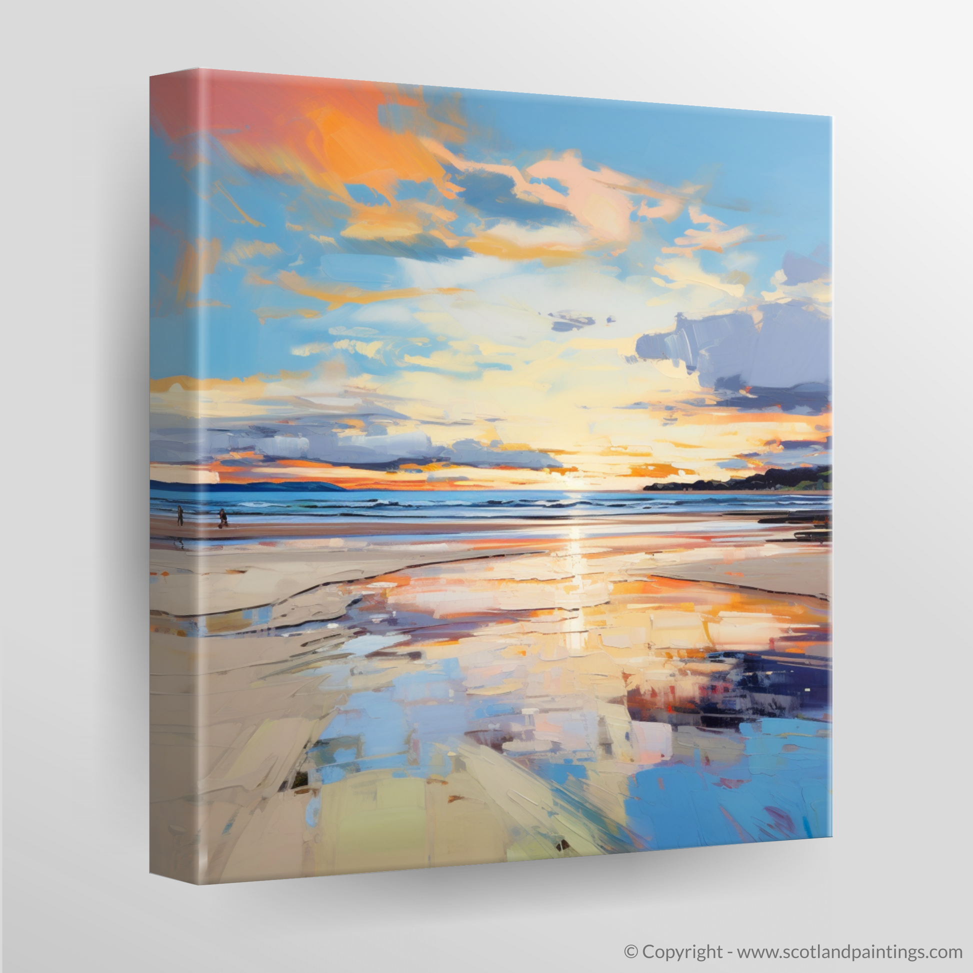 Canvas Print of Nairn Beach at golden hour