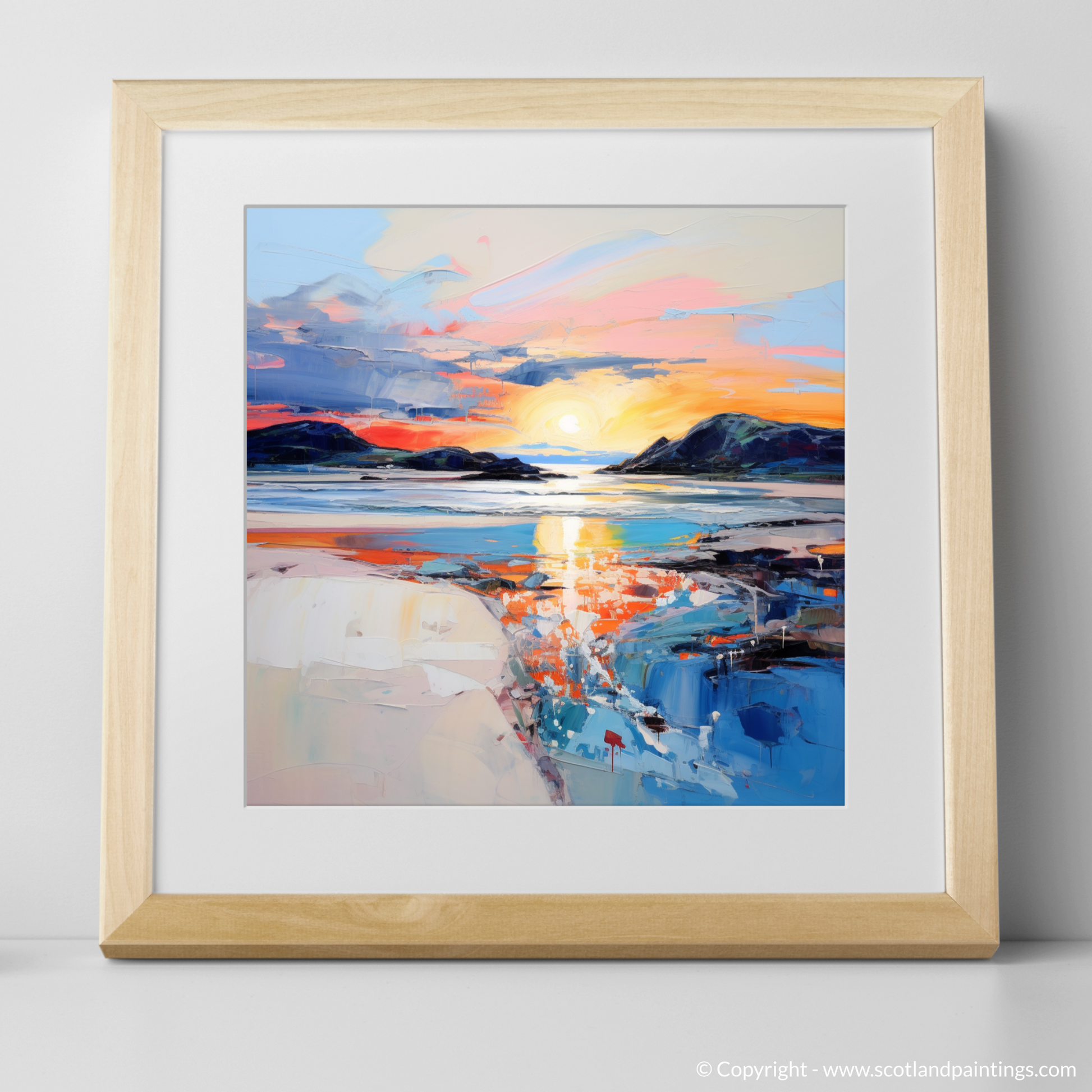 Art Print of Traigh Mhor at sunset with a natural frame