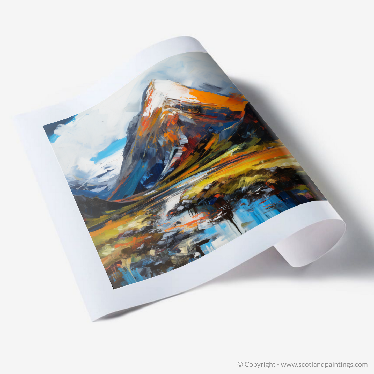 Painting and Art Print of Ben Nevis. Majestic Ben Nevis: An Expressionist Homage to Scotland's Highest Peak.