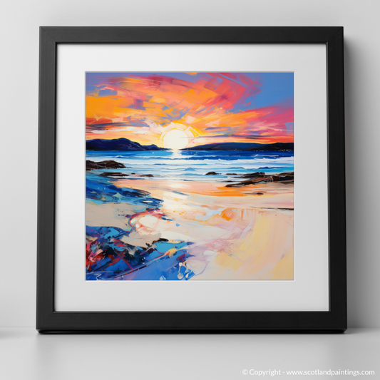 Art Print of Traigh Mhor at sunset with a black frame