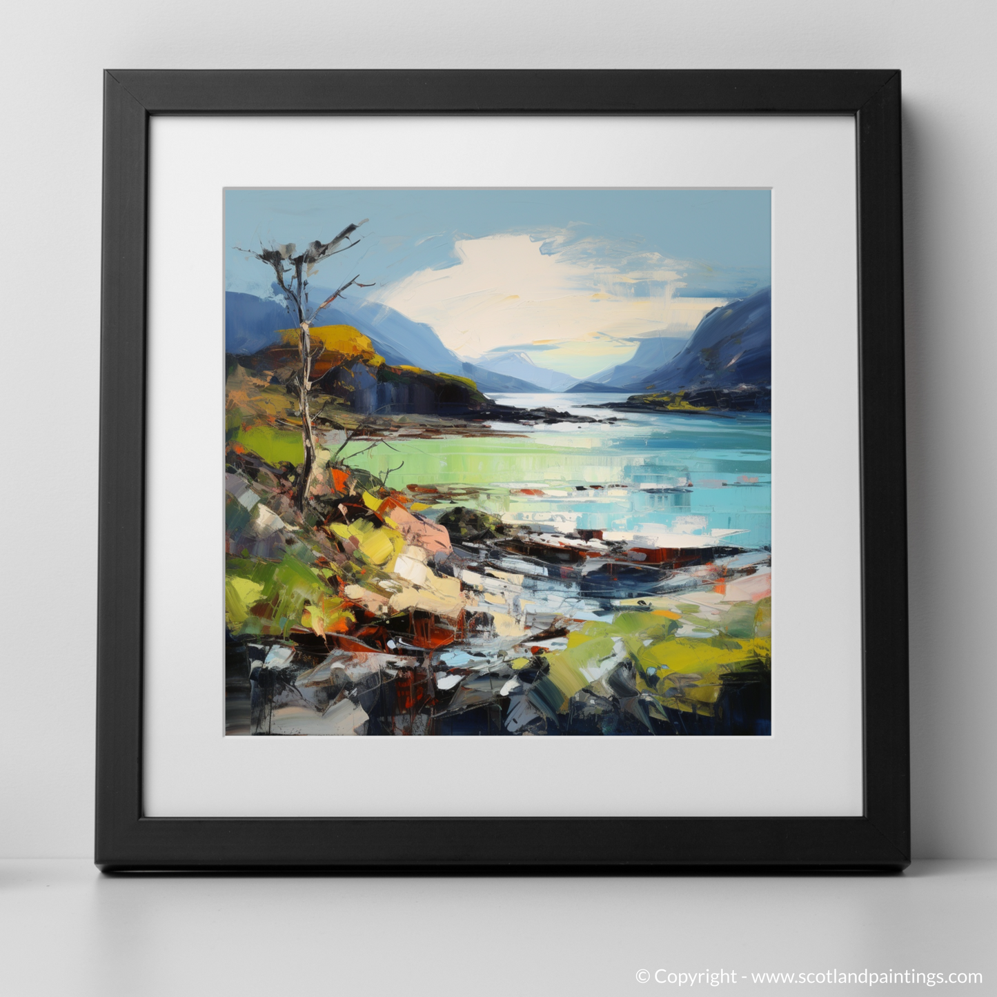 Art Print of Ardtun Bay, Isle of Mull with a black frame