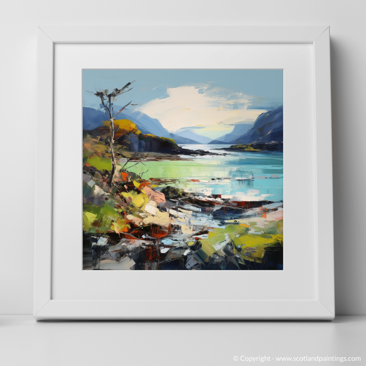 Art Print of Ardtun Bay, Isle of Mull with a white frame