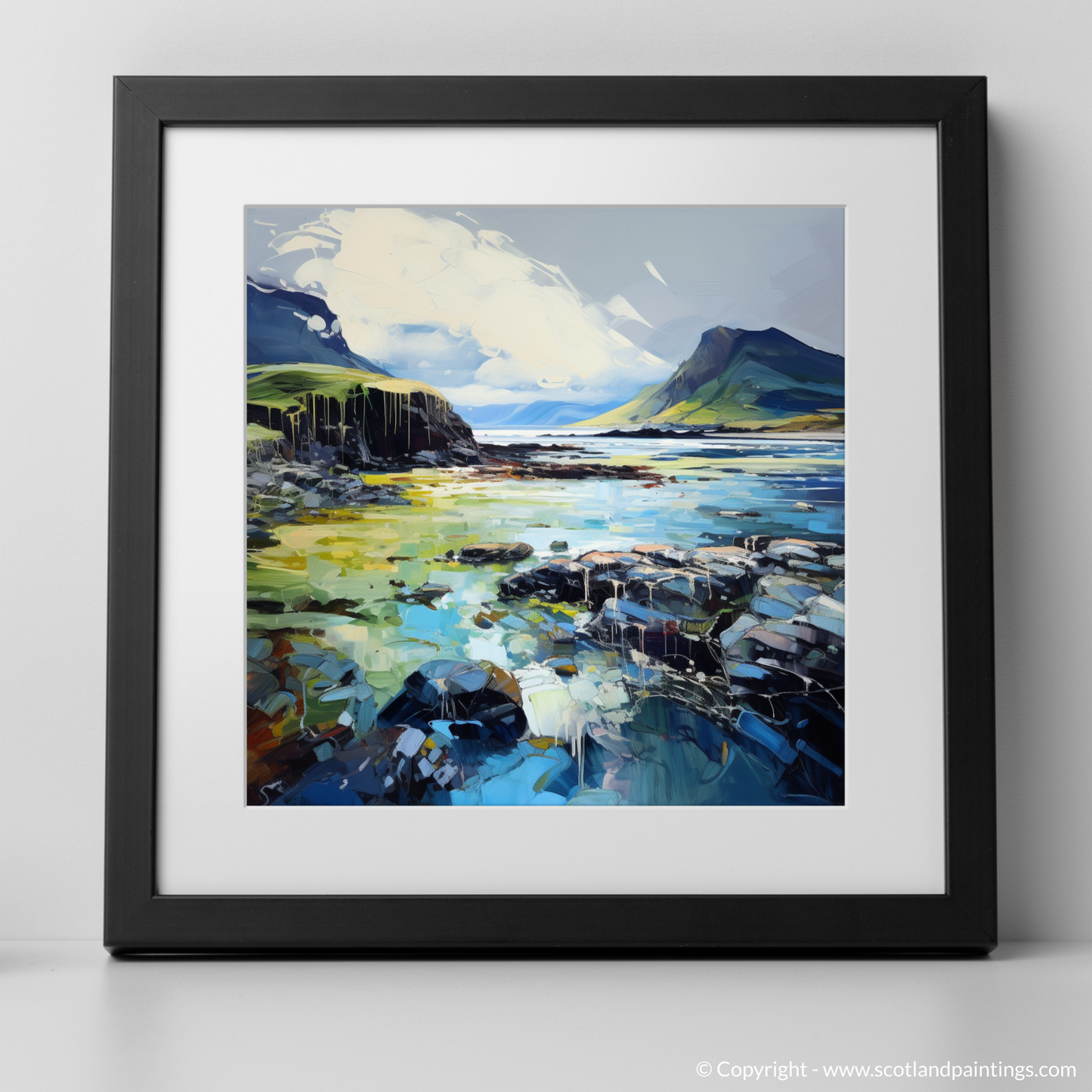 Art Print of Ardtun Bay, Isle of Mull with a black frame