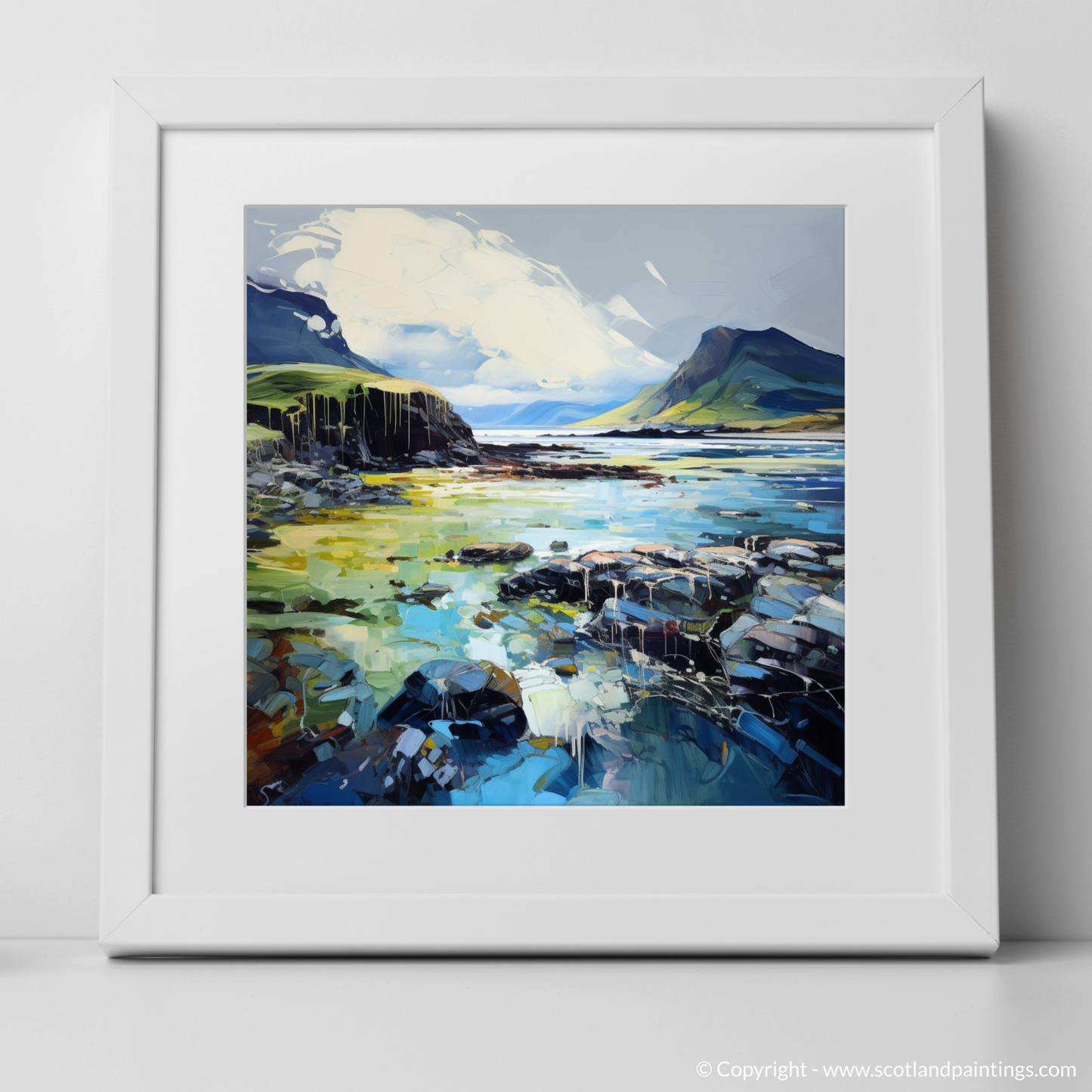 Art Print of Ardtun Bay, Isle of Mull with a white frame