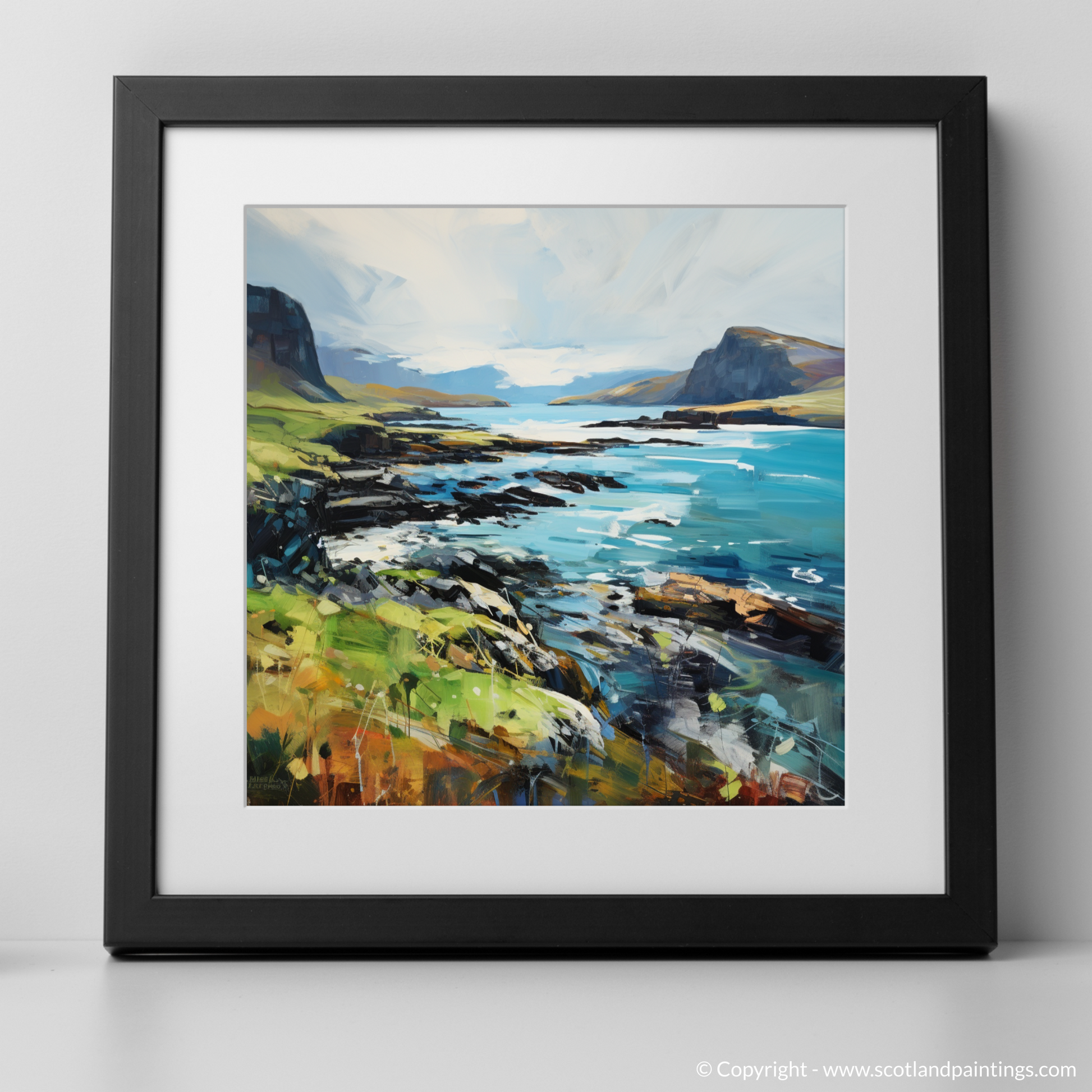 Art Print of Ardtun Bay, Isle of Mull with a black frame