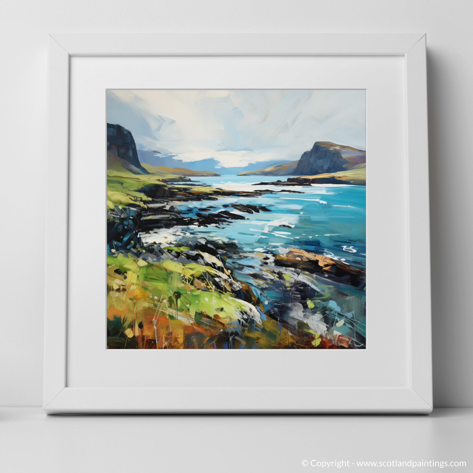 Art Print of Ardtun Bay, Isle of Mull with a white frame