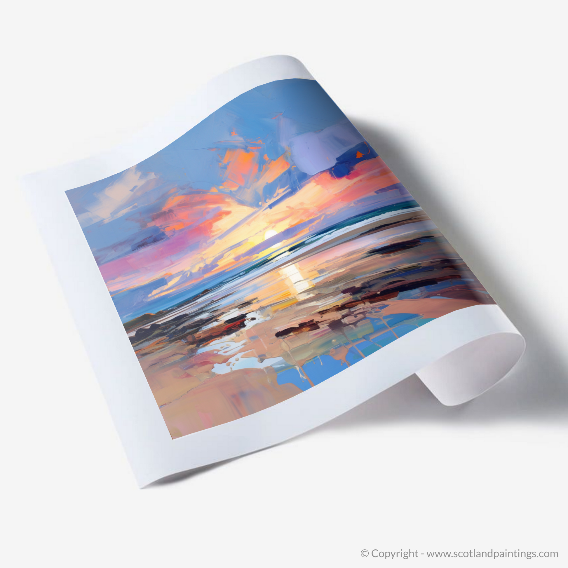 Art Print of St Cyrus Beach at sunset