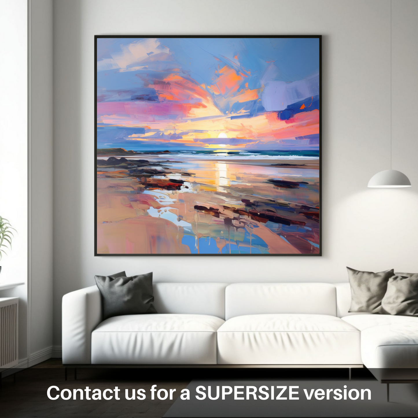 Huge supersize print of St Cyrus Beach at sunset