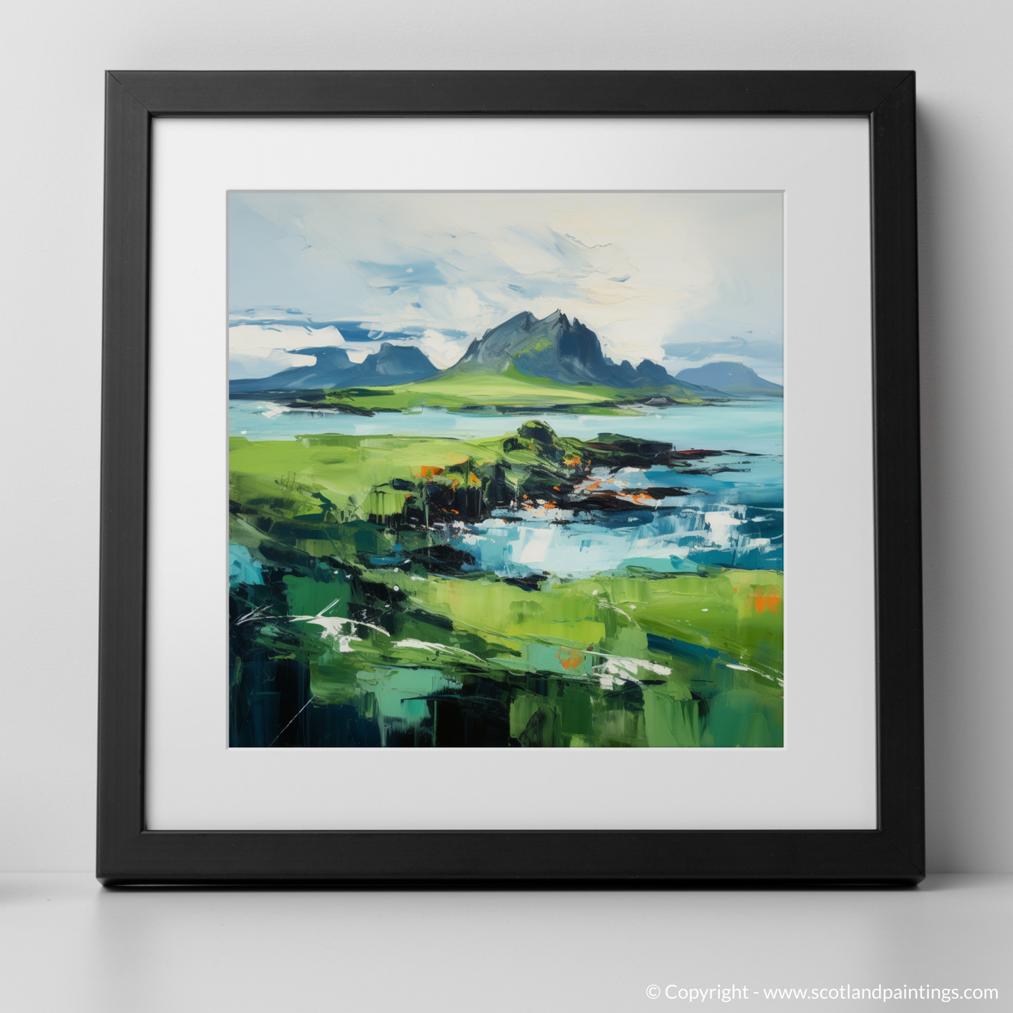 Painting and Art Print of Isle of Eigg, Inner Hebrides. Wild Eigg Essence: An Expressionist Ode to the Inner Hebrides.