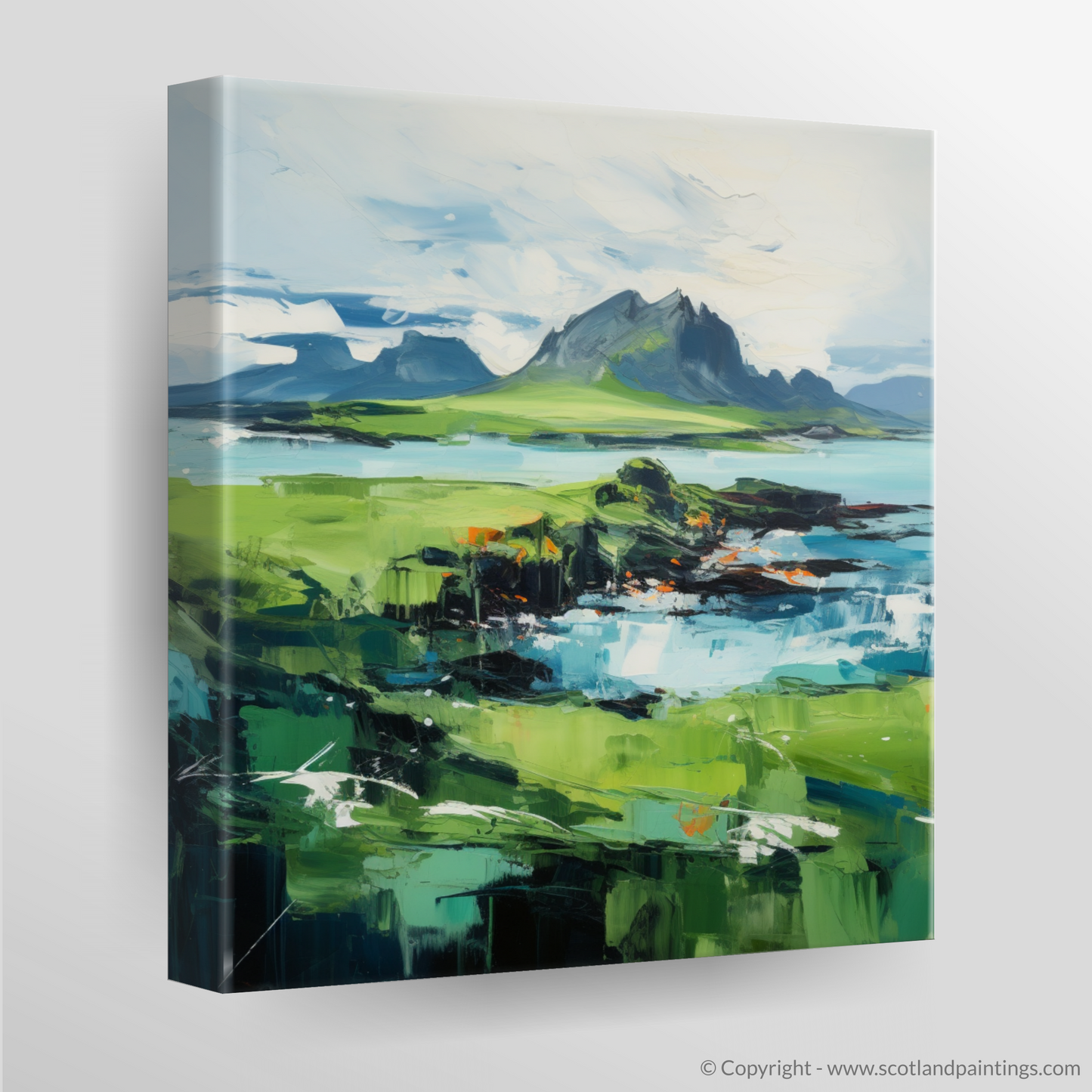 Painting and Art Print of Isle of Eigg, Inner Hebrides. Wild Eigg Essence: An Expressionist Ode to the Inner Hebrides.