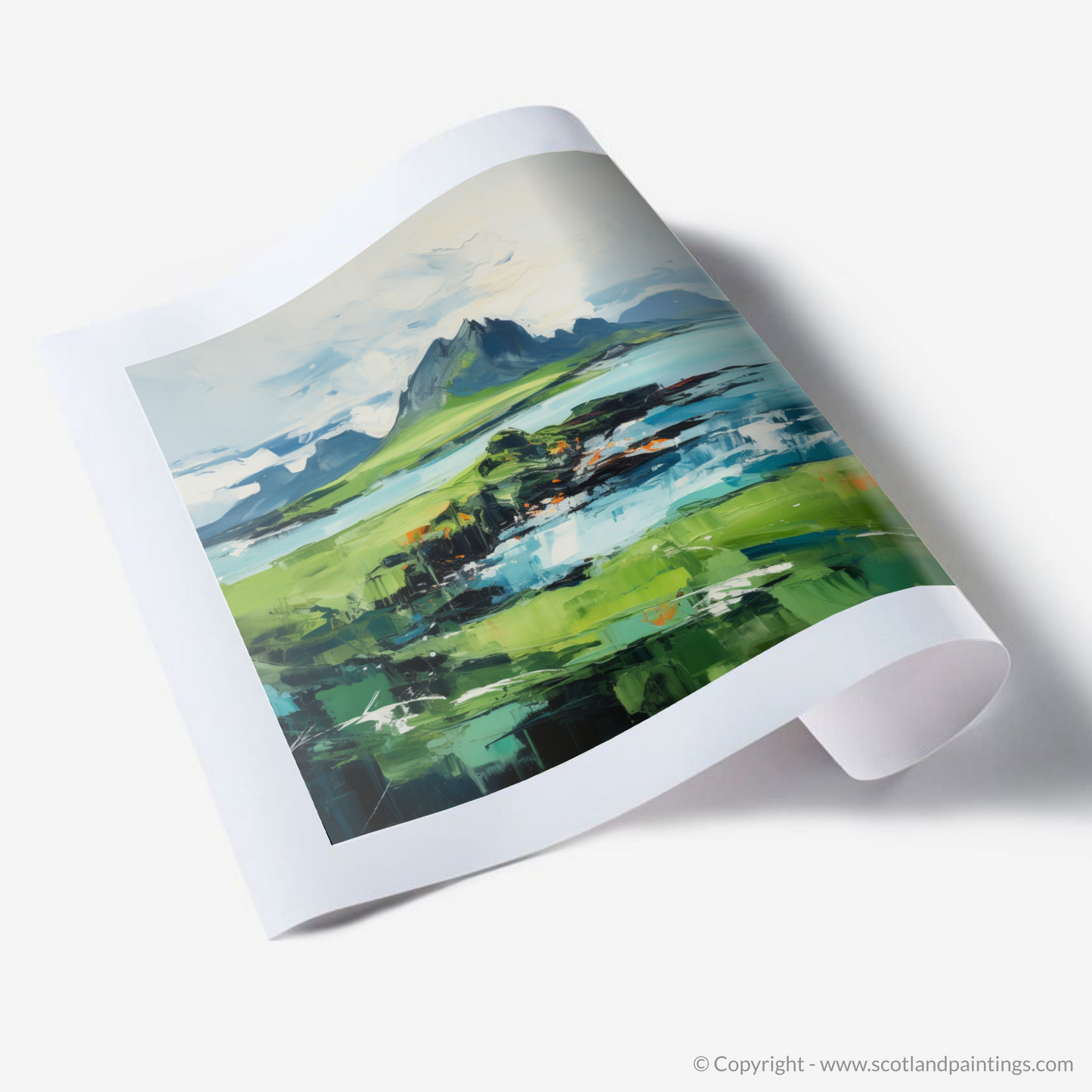 Painting and Art Print of Isle of Eigg, Inner Hebrides. Wild Eigg Essence: An Expressionist Ode to the Inner Hebrides.