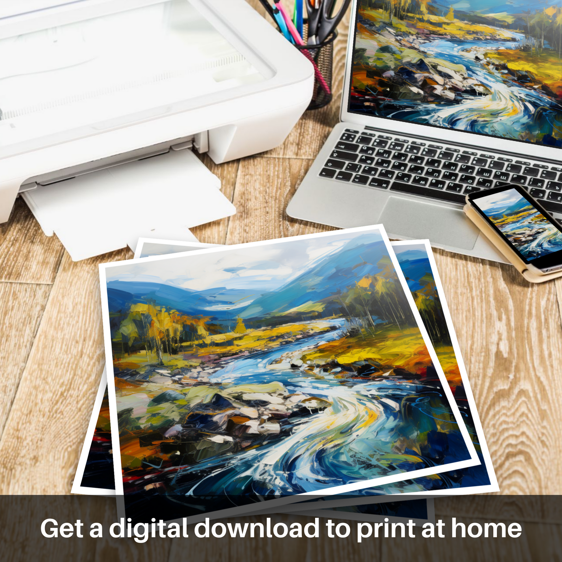 Downloadable and printable picture of River Orchy, Argyll and Bute