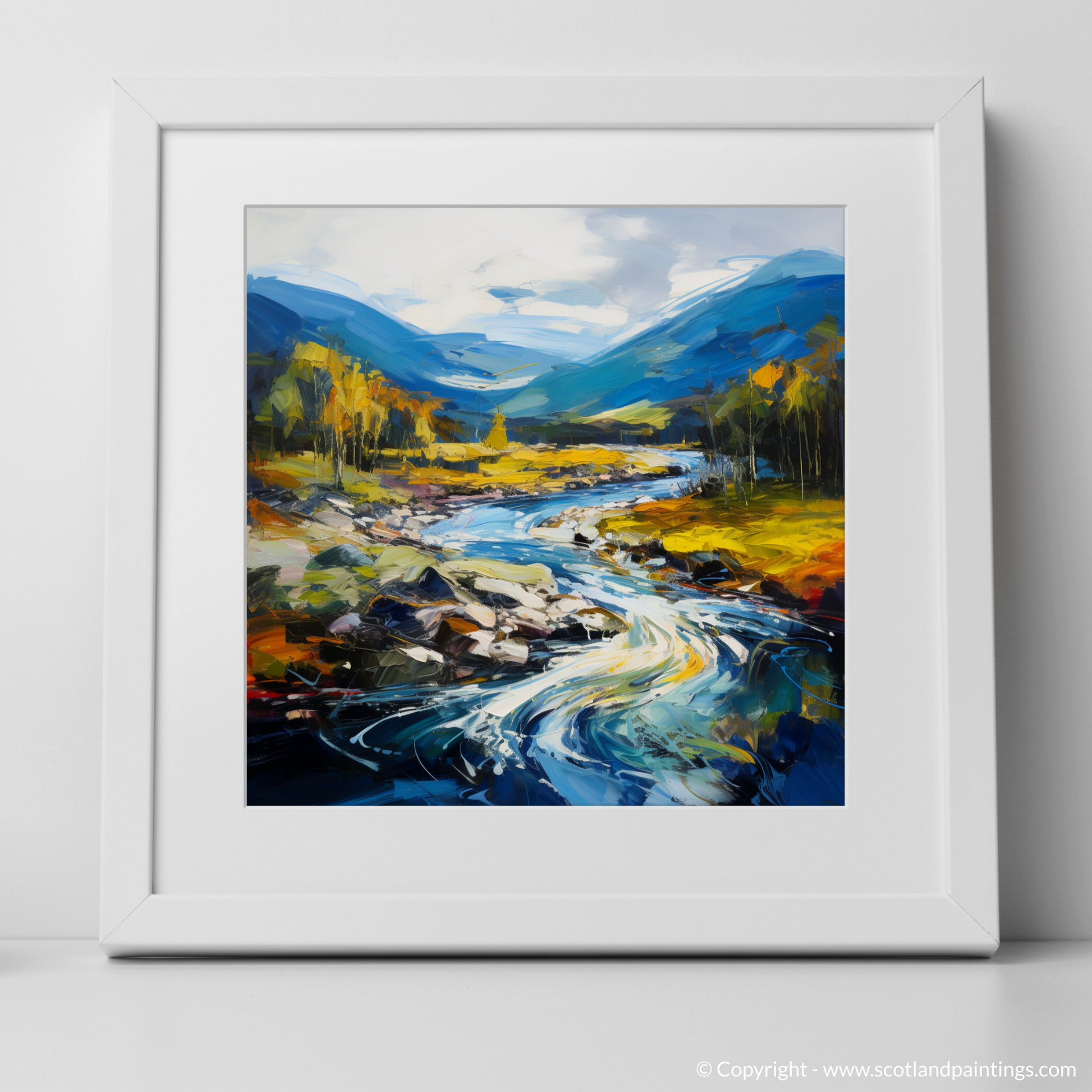 Art Print of River Orchy, Argyll and Bute with a white frame