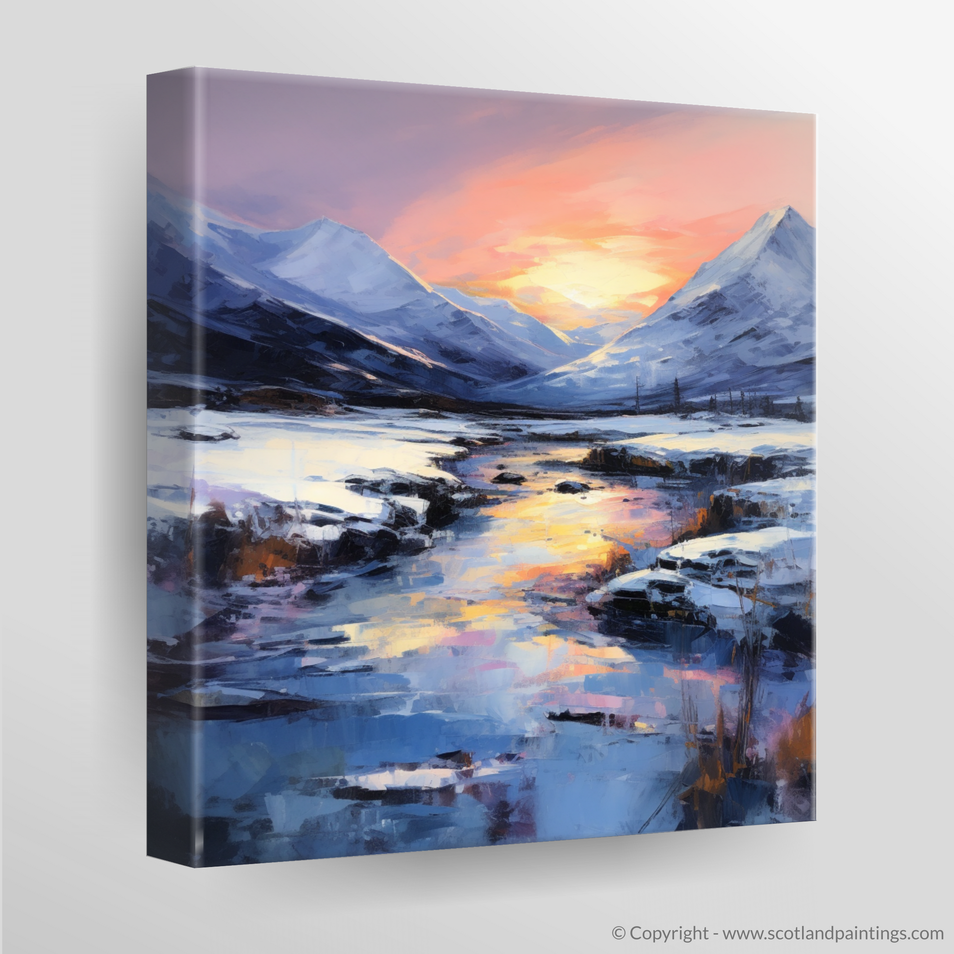 Canvas Print of Pristine snow at dusk in Glencoe