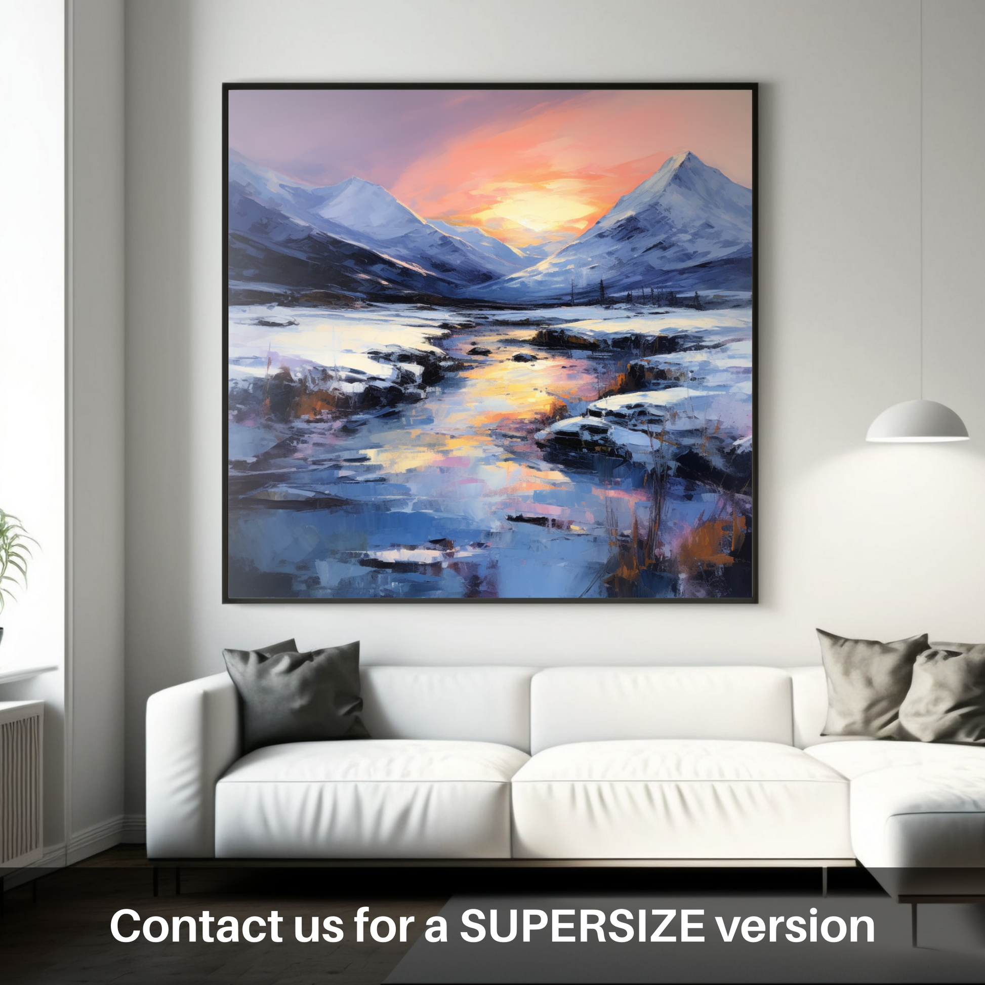 Huge supersize print of Pristine snow at dusk in Glencoe