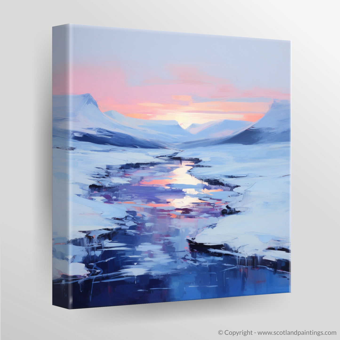 Canvas Print of Pristine snow at dusk in Glencoe