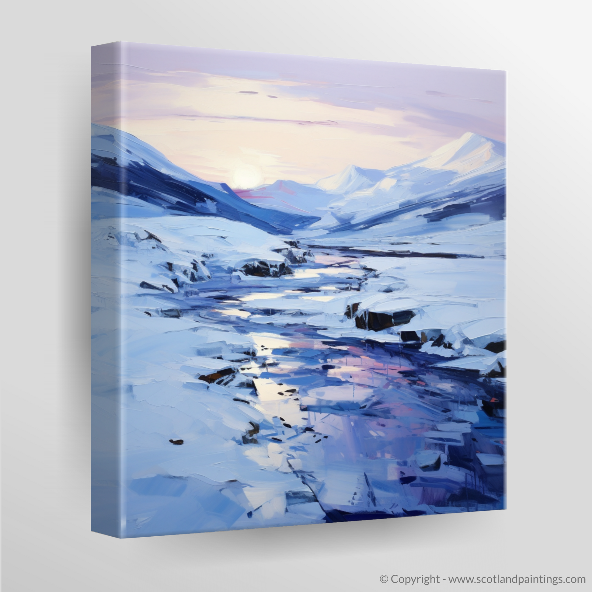 Canvas Print of Pristine snow at dusk in Glencoe