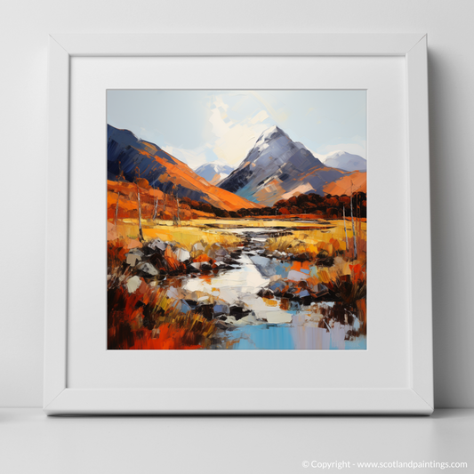 Art Print of Autumn hues in Glencoe with a white frame