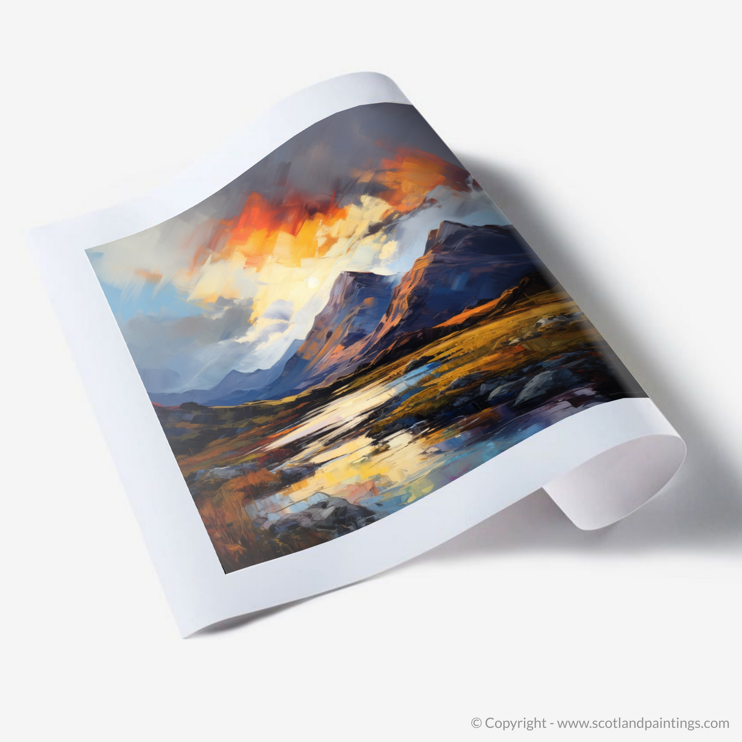 Art Print of Moody clouds at sunset in Glencoe